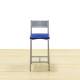 Mod. PRESET stool. Made of metal with backrest. Seat upholstered in blue.