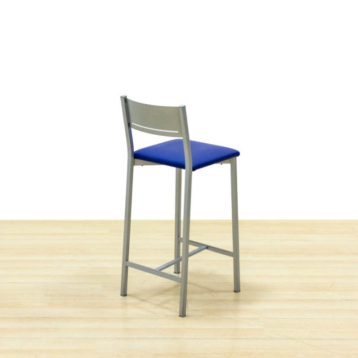 Mod. PRESET stool. Made of metal with backrest. Seat upholstered in blue. - view 4