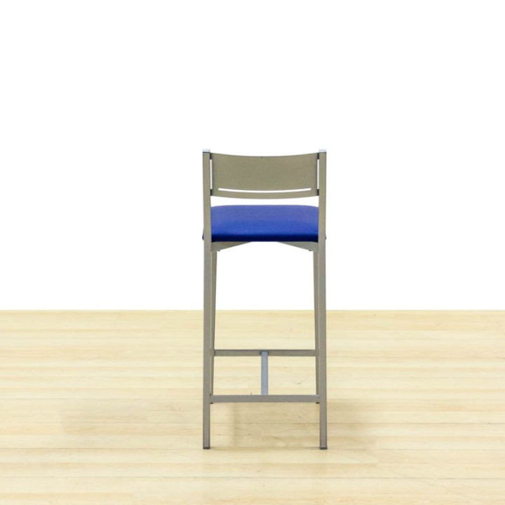 Mod. PRESET stool. Made of metal with backrest. Seat upholstered in blue. - view 5