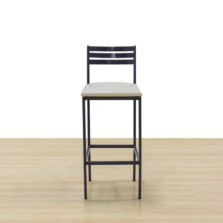 Pair of stools Mod. MARTIM. Made of metal. Seat upholstered in beige imitation leather.