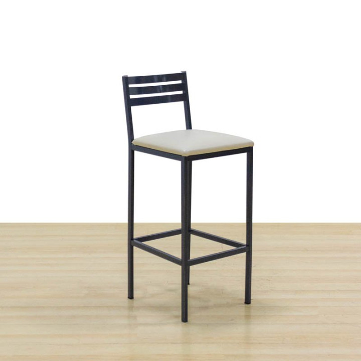 Pair of stools Mod. MARTIM. Made of metal. Seat upholstered in beige imitation leather.