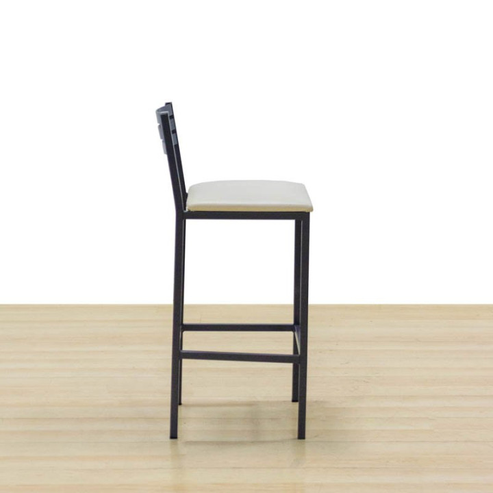 Pair of stools Mod. MARTIM. Made of metal. Seat upholstered in beige imitation leather.