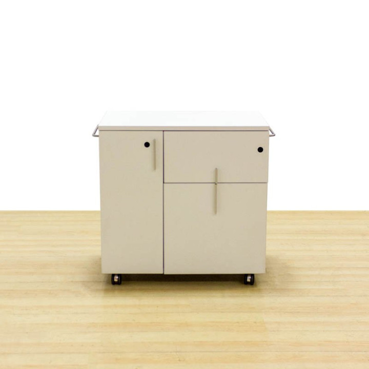 Mod COMBI base cabinet. Made of white and gray wood. With wheels. - view 3