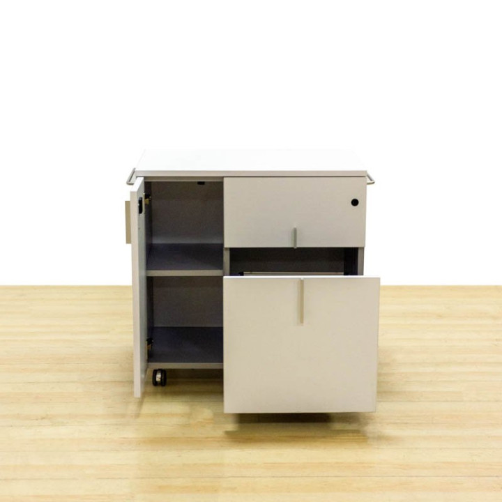 Mod COMBI base cabinet. Made of white and gray wood. With wheels. - view 4