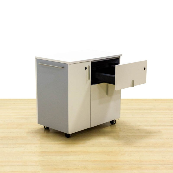 Mod COMBI base cabinet. Made of white and gray wood. With wheels. - view 5