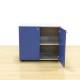 Low cabinet Mod. BLUE. Made of blue and gray wood. Folding doors.