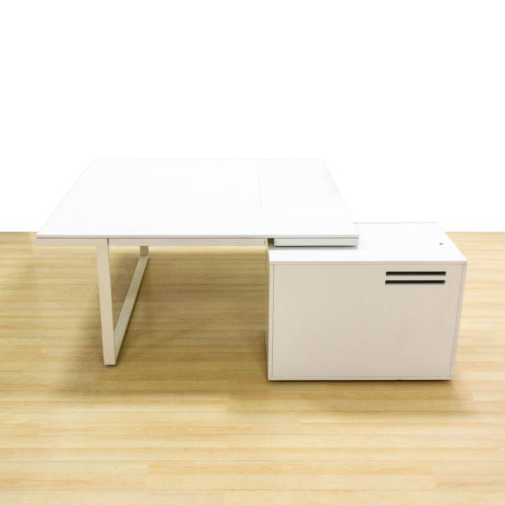 Mesa de escritório BORDONABE MH. Madeira branca, gaveta e arquivo. - vista 3