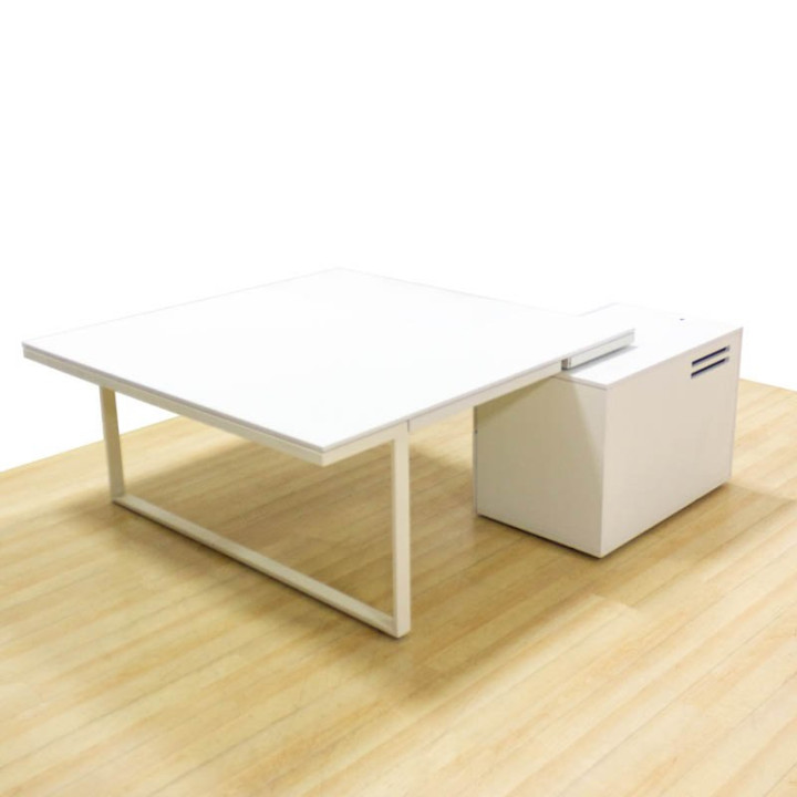 Mesa de escritório BORDONABE MH. Madeira branca, gaveta e arquivo. - vista 4