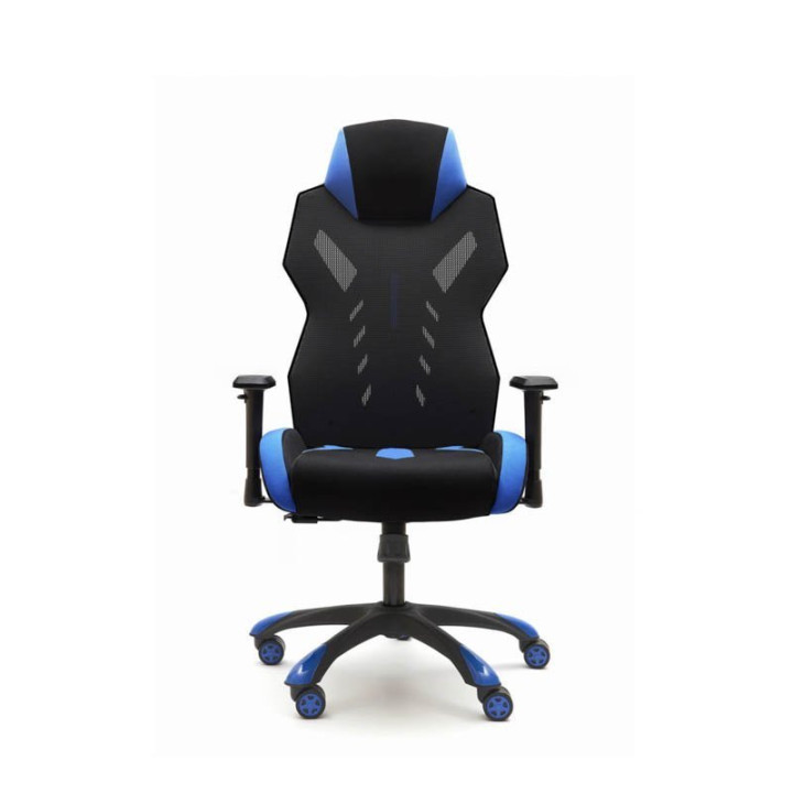 GALAXY Mod gaming chair. Black color with blue decorations. Mesh back. - view 3