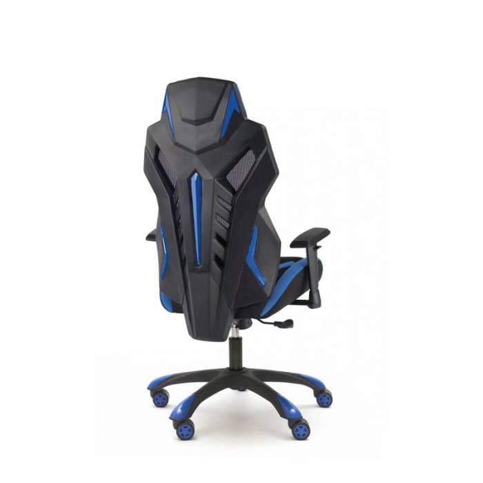 GALAXY Mod gaming chair. Black color with blue decorations. Mesh back.