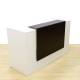 Reception Counter Mod. WELLCOME. Made of white finished wood. Peto in wenge or oak.