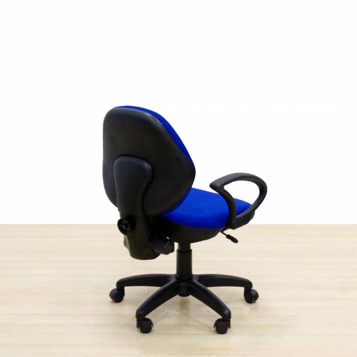 Mod. KUSACK task chair. Seat and back reupholstered in black fabric.