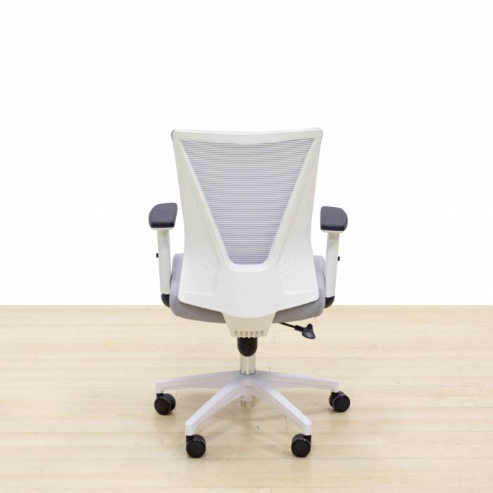 Task chair Mod. TIRAN. Seat upholstered in gray. Mesh back.