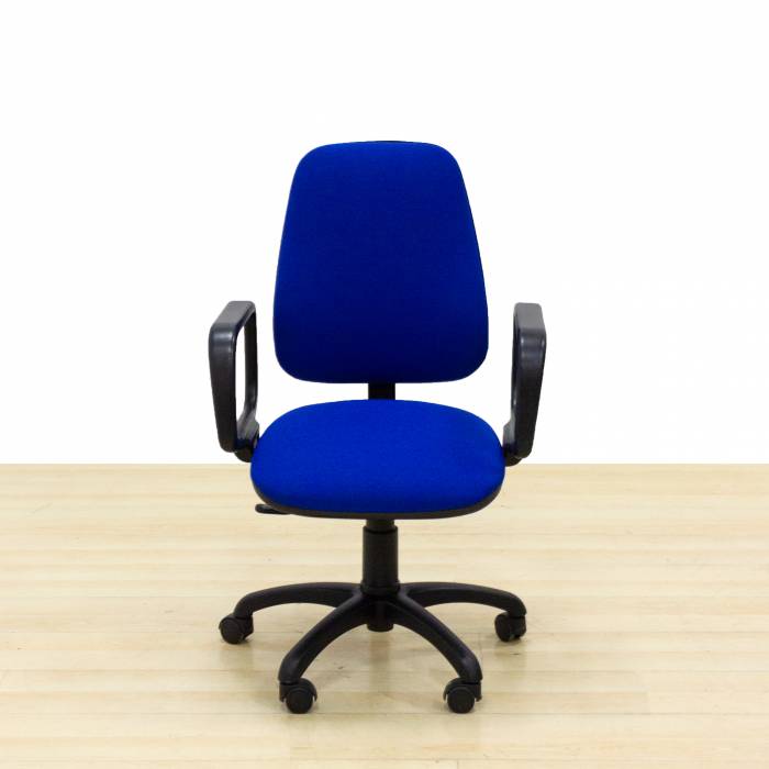 Operative chair Mod. BAROSA. Seat and back upholstered in blue fabric. Swivel base.