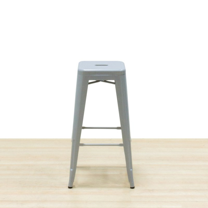 Mod. TOLL stool. Metallic structure in white or silver gray. Footrest.