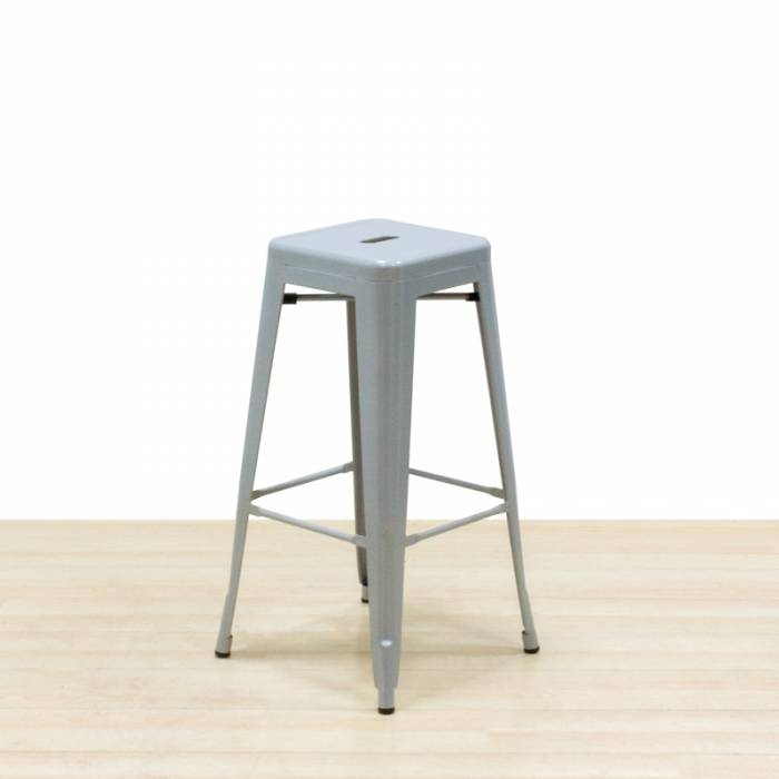 Mod. TOLL stool. Metallic structure in white or silver gray. Footrest.