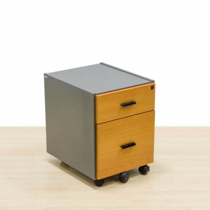 Mobile chest of drawers Mod. MINO. Made of wood finished beech and gray. Anti-tip.