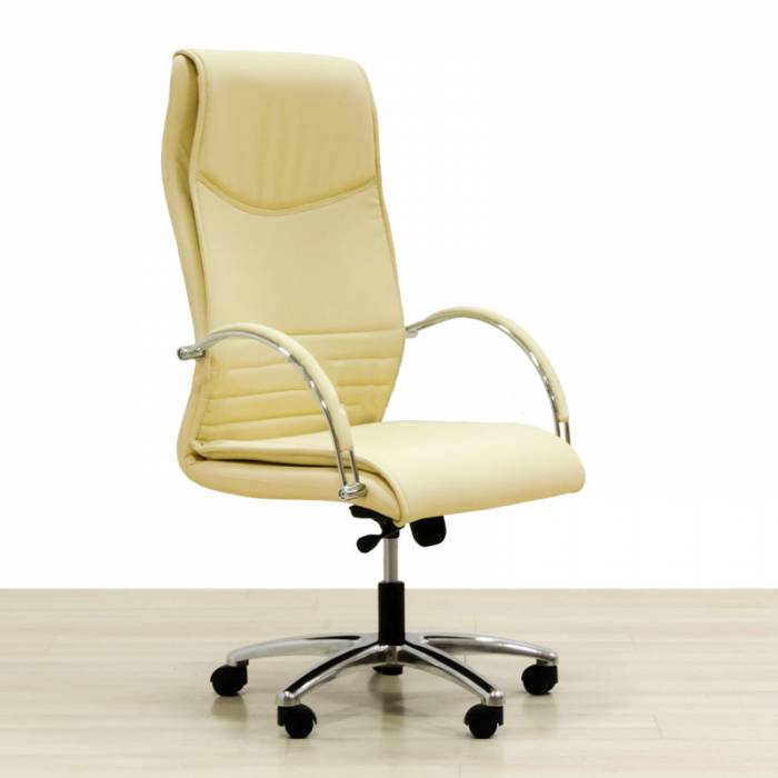Armchair Address Mod. ER. Upholstered in beige or black imitation leather.