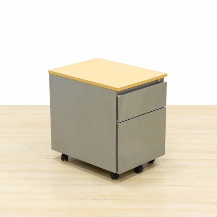 Mobile chest of drawers STEELCASE Mod. TENSIO. Made of gray metal. Drawer and filing cabinet.