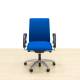 RODER operative chair Mod. MOORE. Reupholstered in new blue fabric. Chrome base.