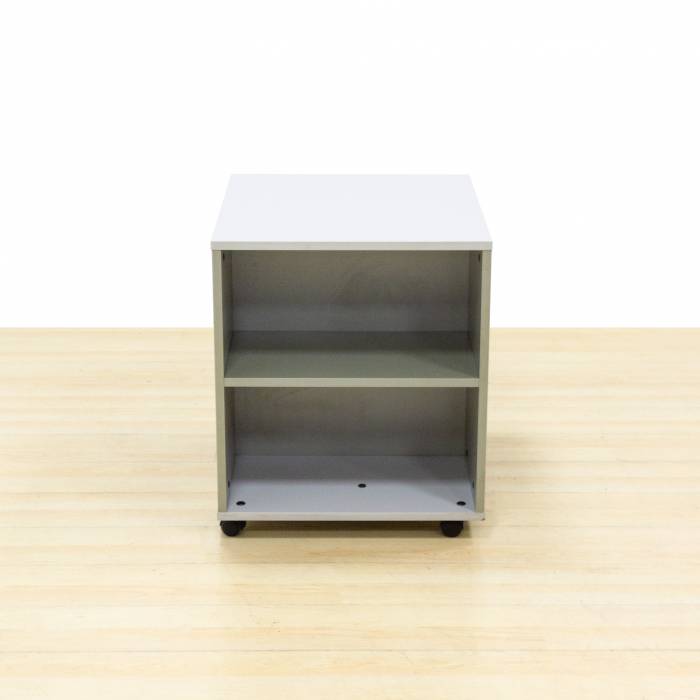 Low cabinet with wheels Mod. CANIBA. Made of gray wood. With wheels.