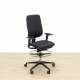 STEELCASE Operative Chair Mod. REPLAY. Stool version. Reupholstered in black fabric. Footrest.