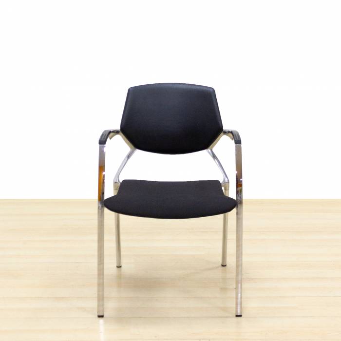 Confidant chair Mod. SARA. Seat upholstered in new black fabric. Metallic structure.