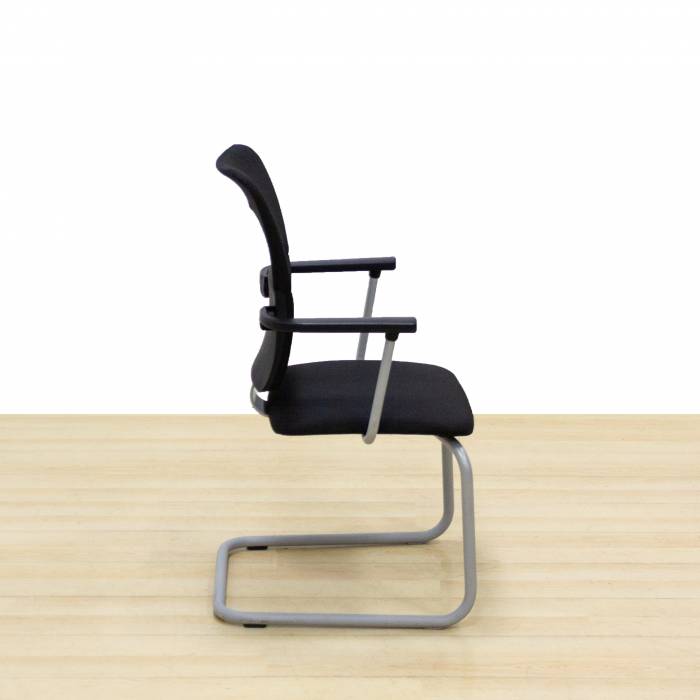 Confidential chair STEELCASE Mod. LET´S B. Reupholstered in new black fabric. Skate base.
