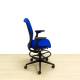 STEELCASE Operative Chair Mod. THINK. stool version. Upholstered in blue fabric. Footrest.