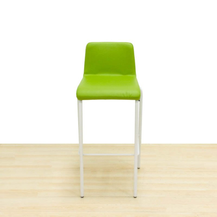 STEELCASE high stool Mod. B-FREE. Upholstered in green fabric. Metallic structure. - view 2