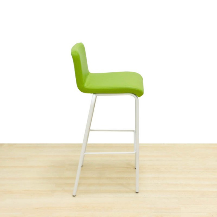 STEELCASE high stool Mod. B-FREE. Upholstered in green fabric. Metallic structure. - view 3