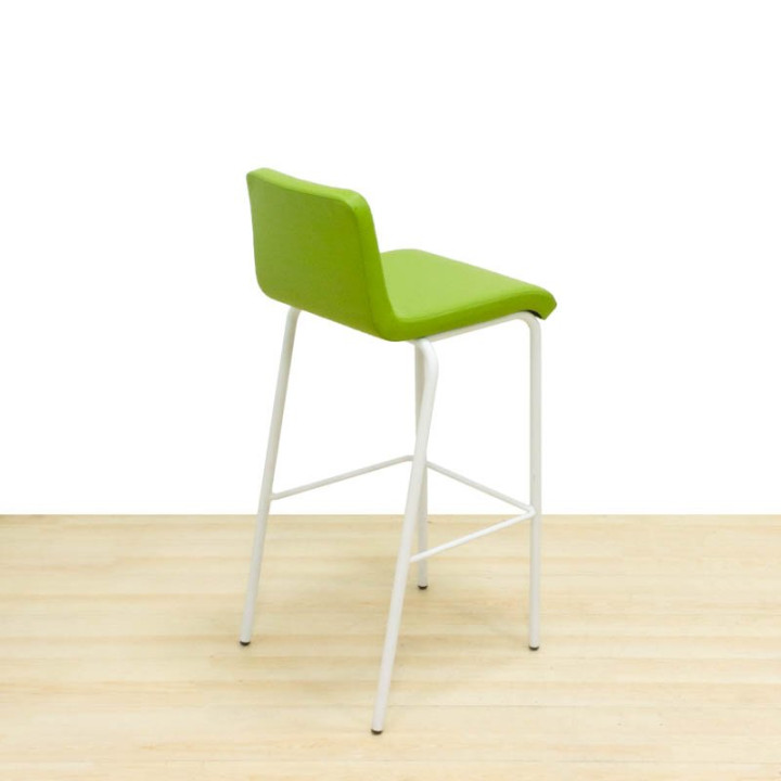 STEELCASE high stool Mod. B-FREE. Upholstered in green fabric. Metallic structure. - view 4
