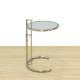Auxiliary table Mod. TRIZE. Made of chromed metal and glass. Height adjustable.