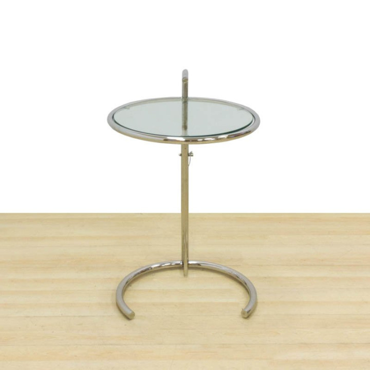 Auxiliary table Mod. TRIZE. Made of chromed metal and glass. Height adjustable. - view 3