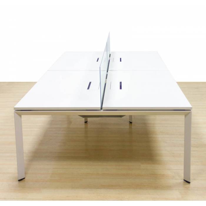 Operating pool 2/4 positions STEELCASE Mod. OTTIMA TAYES4. Top made of white wood. glass separator