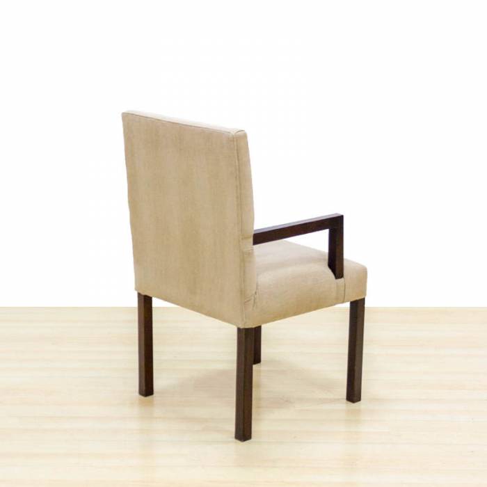 Confident chair Mod. RAZZO. Upholstered in light brown fabric. Wooden structure.