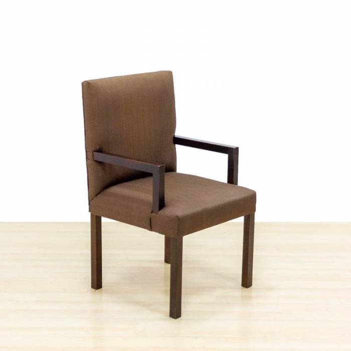 Confident chair Mod. BAZO. Upholstered in brown fabric. Wooden structure.