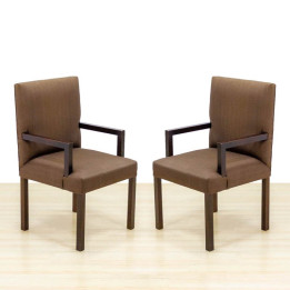 Confident chair Mod. BAZO. Upholstered in brown fabric. Wooden structure.