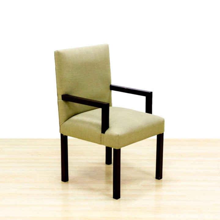 Visitor chair Mod. VANON. Upholstered in beige fabric. Wooden structure.