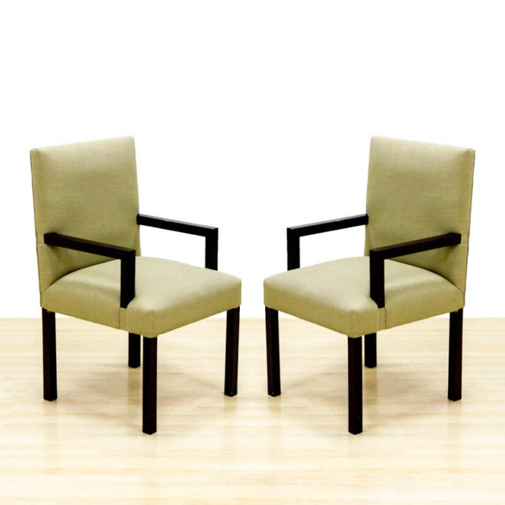 Visitor chair Mod. VANON. Upholstered in beige fabric. Wooden structure.