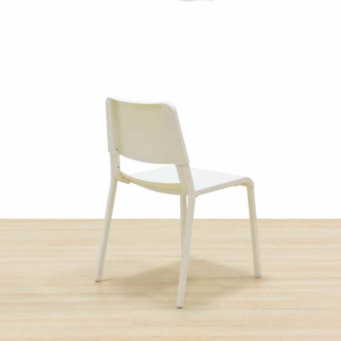 Confident chair Mod. LARRY. Made of white PVC. Stackable.