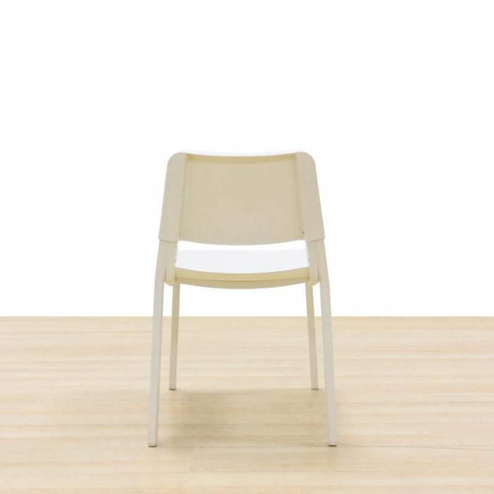 Confident chair Mod. LARRY. Made of white PVC. Stackable.