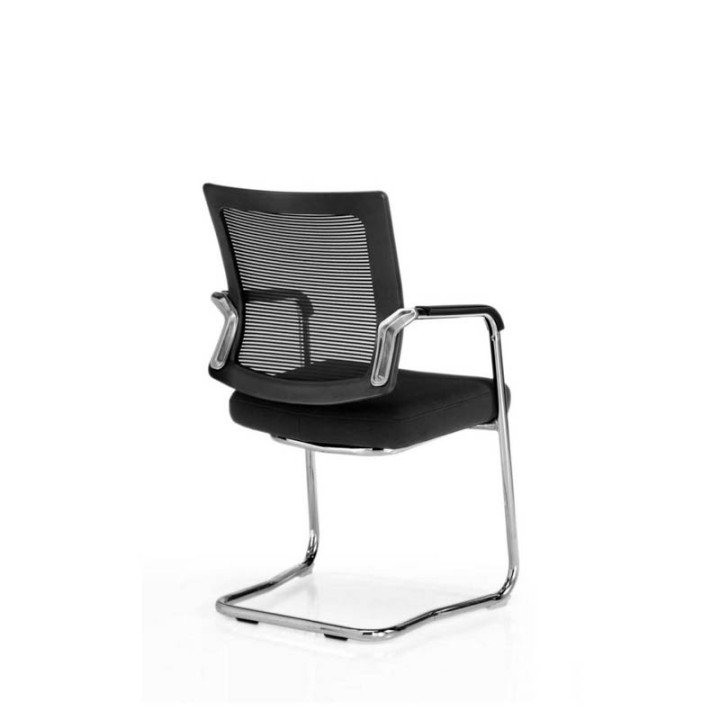 Confident Chair Mod. DALLAS. Mesh backing. Black upholstered seat.