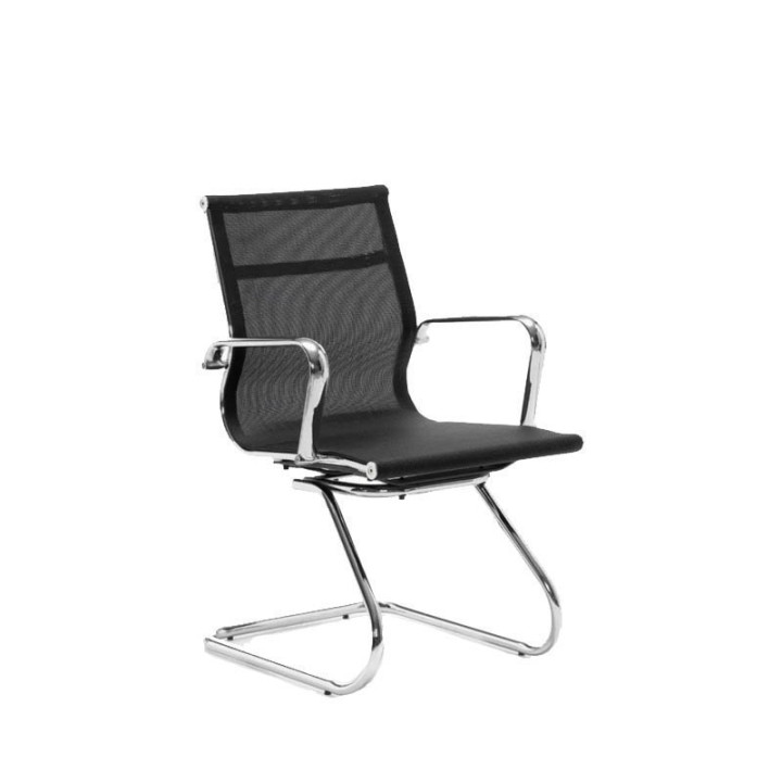 Confidant chair Mod. BERLIN. Mesh back. Upholstered in white or black. - view 2