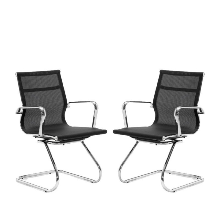Confidant chair Mod. BERLIN. Mesh back. Upholstered in white or black.
