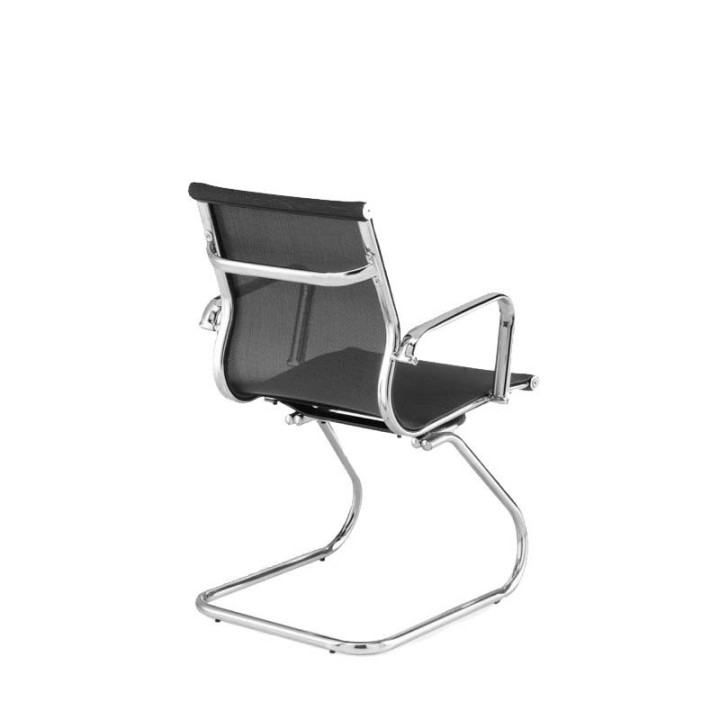 Confidant chair Mod. BERLIN. Mesh back. Upholstered in white or black. - view 3