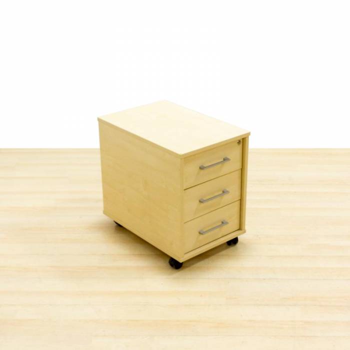 Mobile chest of drawers Mod. PEMORO. Made of maple finish wood. Three drawers.