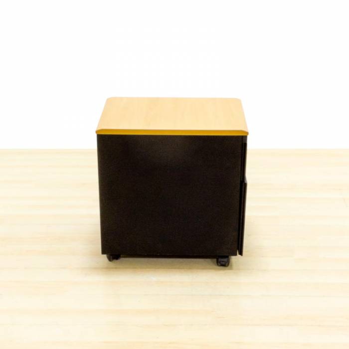 Mobile chest of drawers LEVIRA Mod. PUNTUAL. Made of black metal. Beech finish wood top.