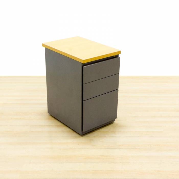 Mobile chest of drawers STEELCASE Mod. CASSIO. Made of gray metal. Drawers and filing cabinet.