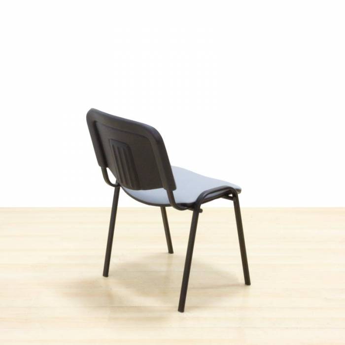 Confidant chair Mod. MAREA. Upholstered in gray fabric. Metallic structure.